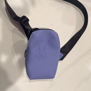 NWOT Psycho Bunny Crossbody Bag with Black Strap in Blue Ice